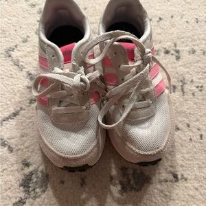 Adidas Girls White and Pink Sneakers